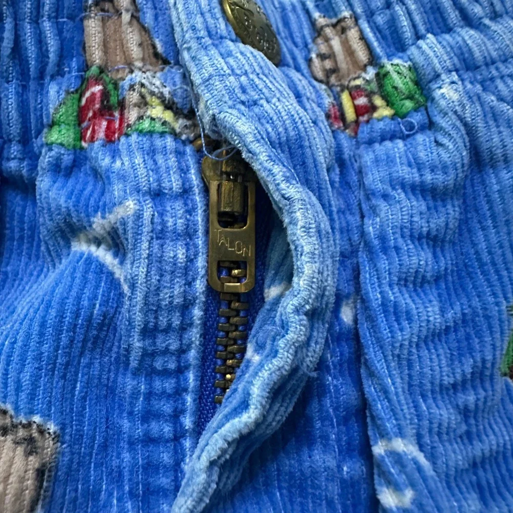 Vtg 90s Baby OshKosh B'gosh Bear ABC Corduroy Pants Bottoms 12M Blue USA Made